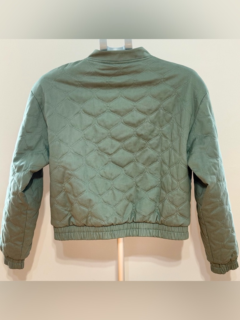 LOFT Quilted Olive Green Bomber Jacket - Picture 3 of 7